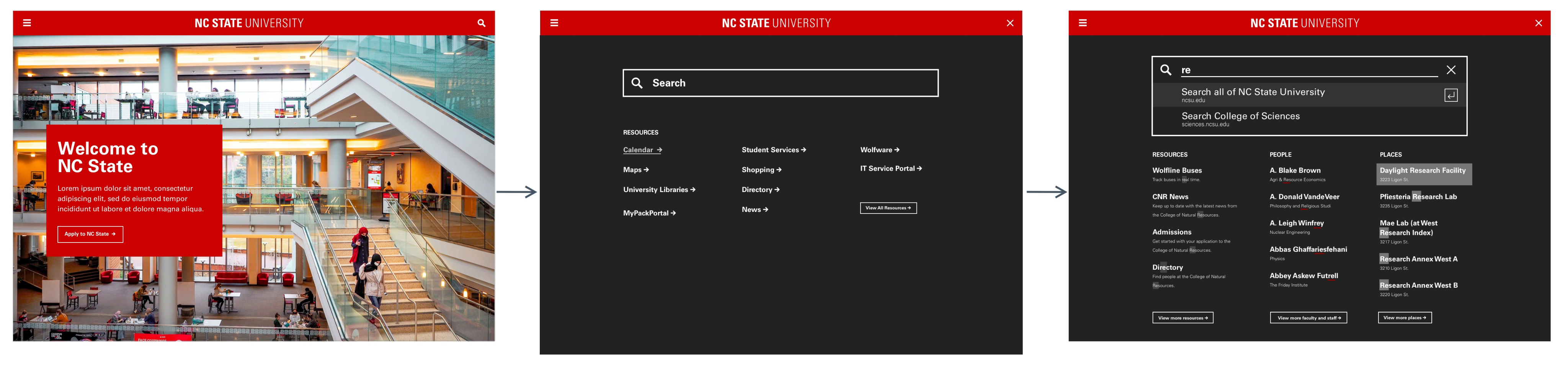 high fidelity mockup of search flow