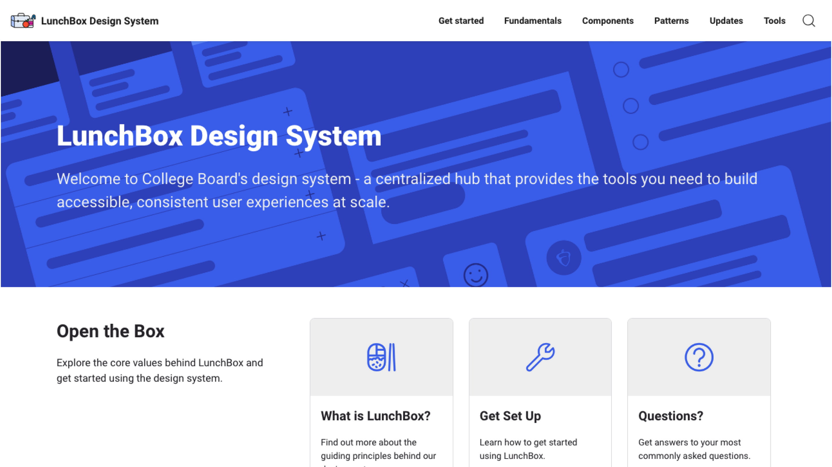 lunch box design system site mockup