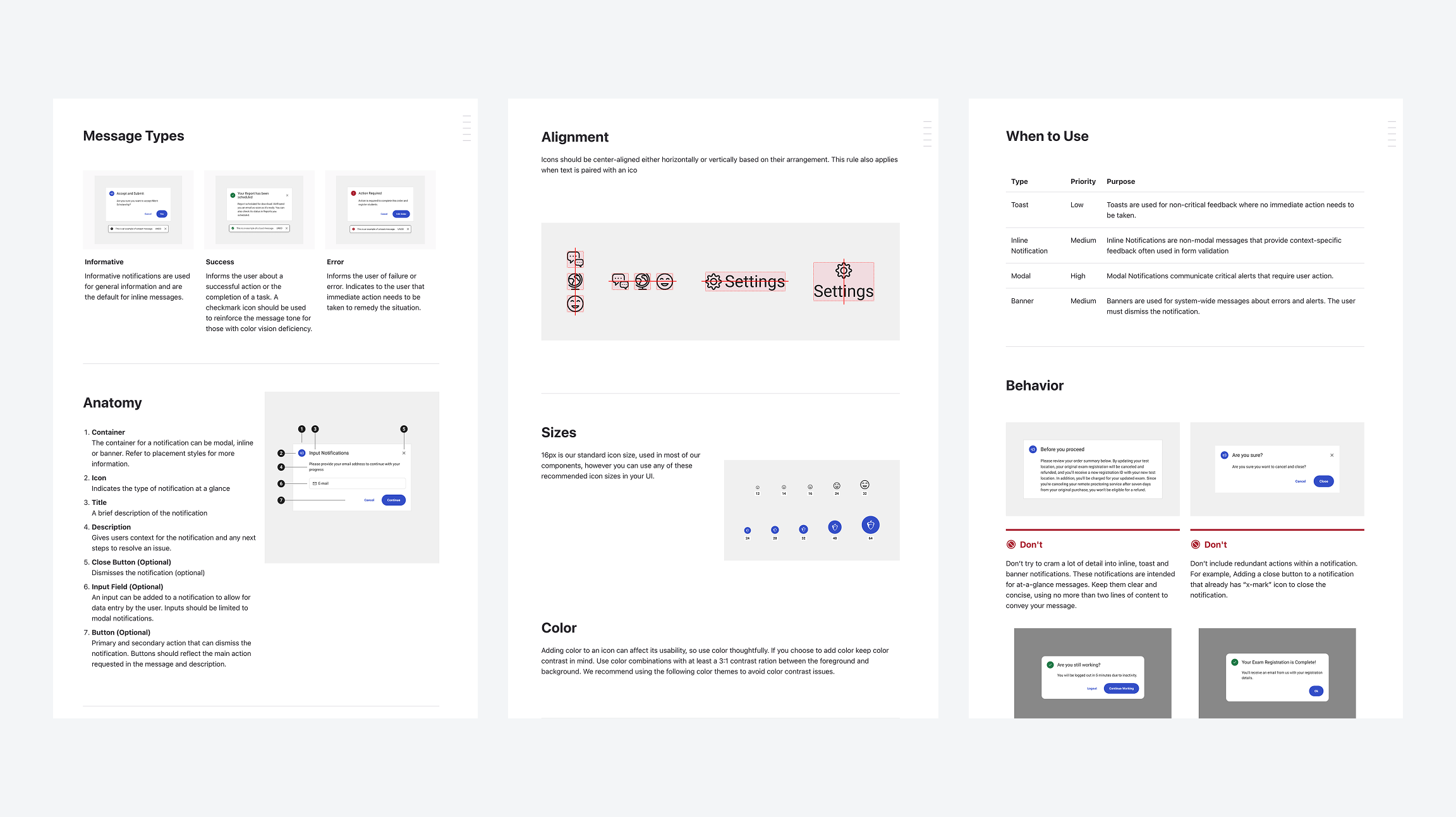 design system sample pages